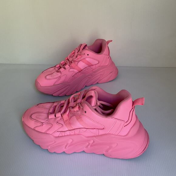 Steve Madden Girl Wave Pink Chunky Platform Sneakers Size 6 Y2K  Festival - Picture 1 of 10